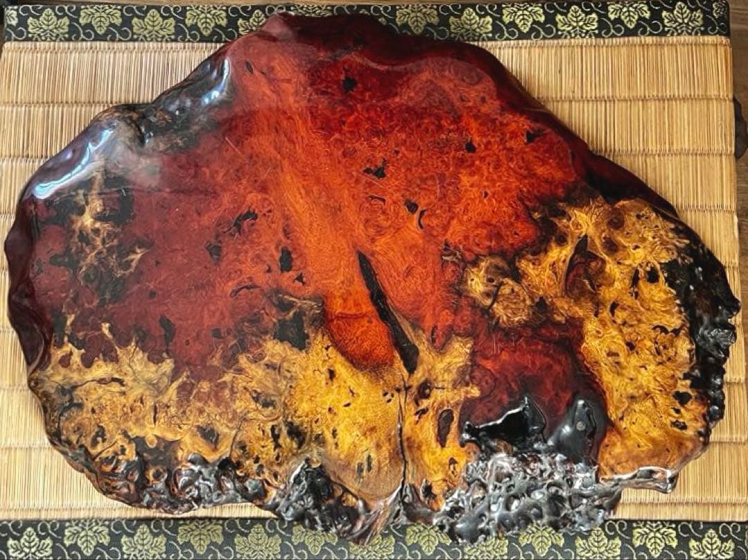 天然時代木 花梨 玉杢 美杢 瘤 花台 香台 盆栽台 敷板 46㎝