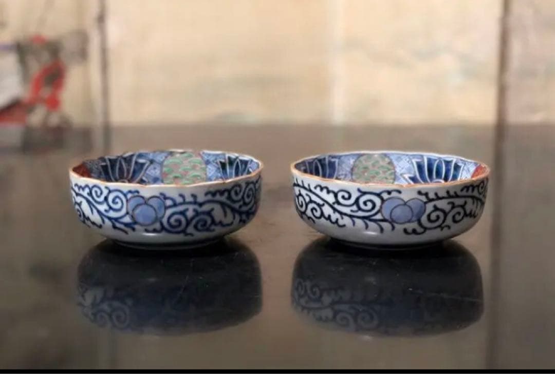 上手物 古伊万里 金彩錦 春寒鉢 膾皿 中鉢 2客